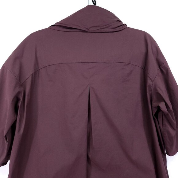 COS Roll Neck Tunic Top Size 4 Quarter Sleeve Minimalist Blouse Long Back Hem - Picture 15 of 16